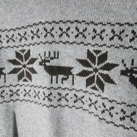 Vintage Med Columbia grey Wool blend w brown deer snowflake sweater turtleneck - Picture 2 of 11